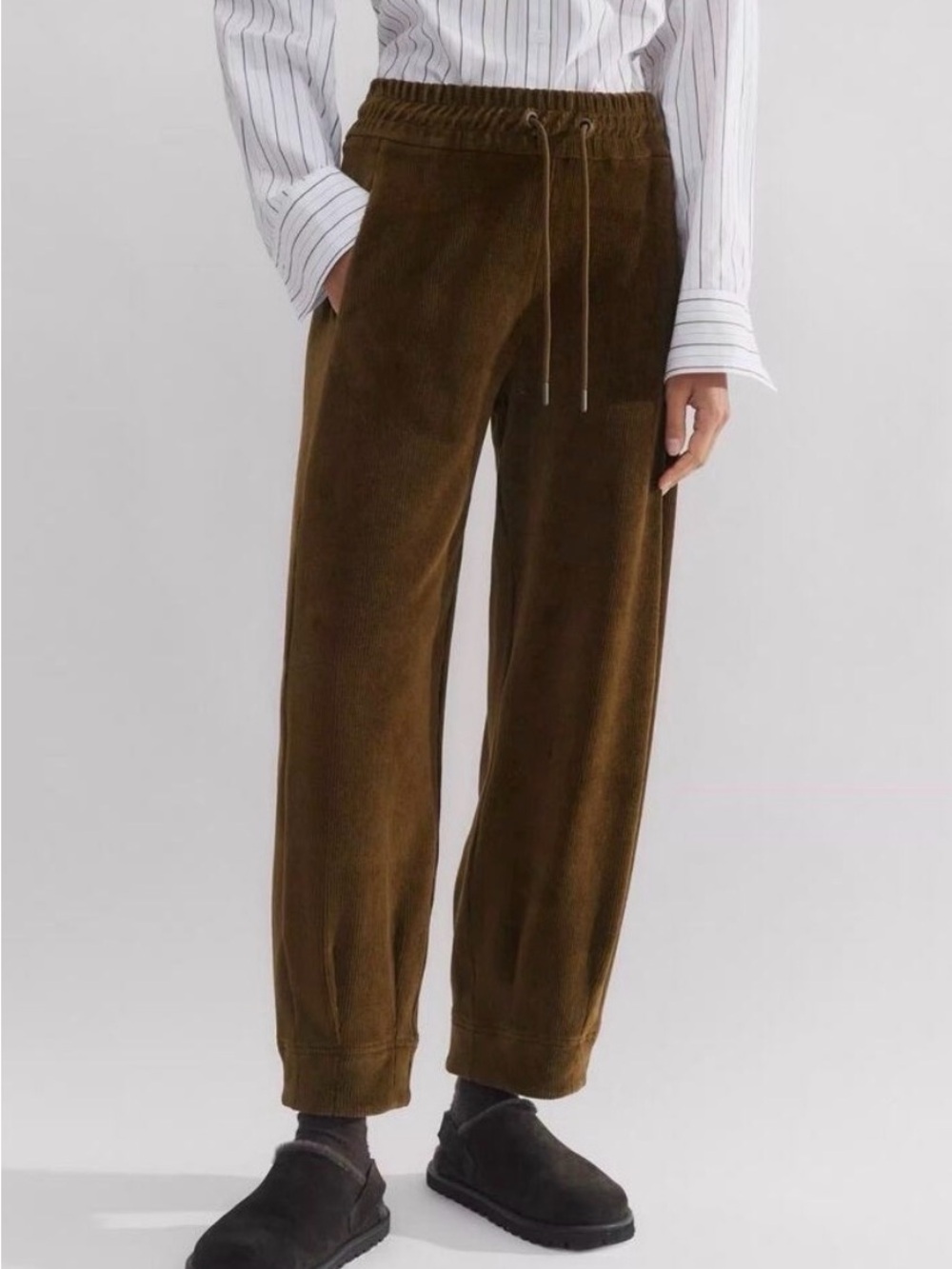 ME+EM Brown Corduroy Drawstring Joggers